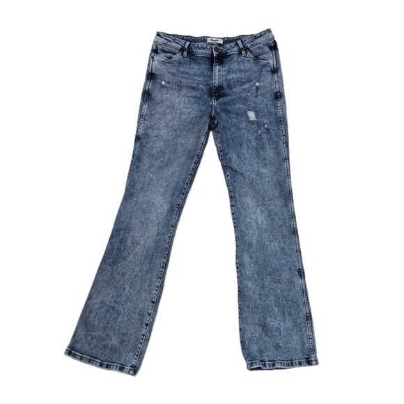 Wrangler Retro Jeans Womens 32x34 Light Wash High Rise Boot Bootcut Distressed - Picture 1 of 16